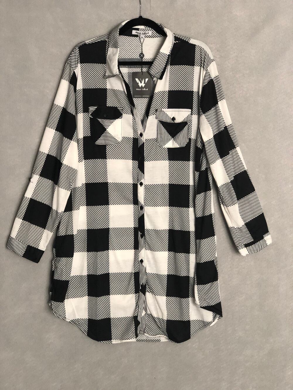 White Mark Plaid Tunic Top/Shirt Dress Black Women's Size 1XL NEW